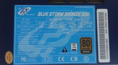 Блок питания FSP на 500 W 80 Plus ( Серия FSP BLUE STORM BRONZE 500 ...