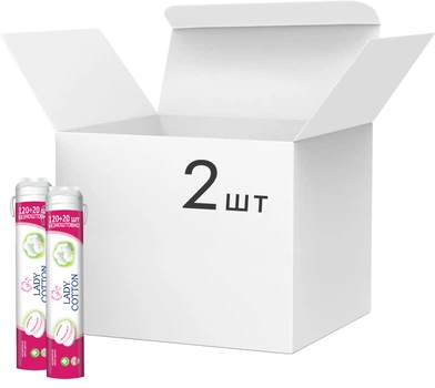 Упаковка ватних дисків Lady Cotton 2 пачки по 120+20 шт (4744246013030)