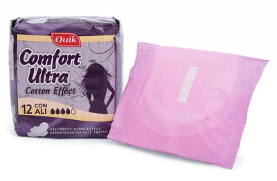 Гігієнічні прокладки Quik Comfort ultra 12шт ультратонкі денні з крильцями 4 краплі