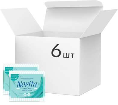 Упаковка ватных палочек Novita Delicate 6 пачек по 100 шт (4823071615906)