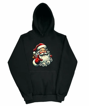 Худі з новорічним принтом Санта Клаус S Чорна (newyearhoodie-00-009-S)