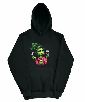 Худі з новорічним принтом Грінч. Grinch. L Чорна (newyearhoodie-00-016-L)