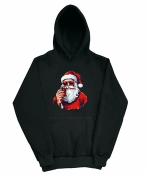 Худі з новорічним принтом Санта Клаус 2XL Чорна (newyearhoodie-00-012-2XL)