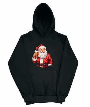 Худі з новорічним принтом Санта Клаус L Чорна (newyearhoodie-00-010-L)