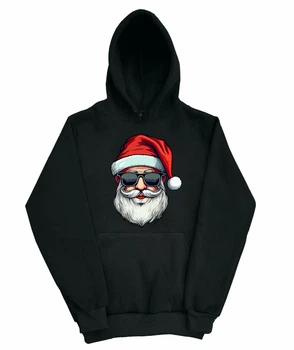Худі з новорічним принтом Санта Клаус S Чорна (newyearhoodie-00-014-S)