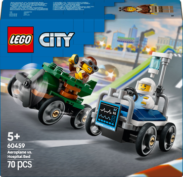 Конструктор LEGO City «Самолет против больничной койки» Набор для гонок 70 деталей (60459)