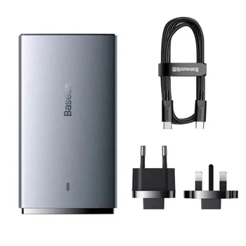 Блок питания Быстрая зарядка Сетевое зарядное устройство Baseus GaN5 Pro Ultra-Slim Fast Charger C+U 65W Cable Type-C Type-C 100W 1m Gray для iPhone iPad Samsung Lenovo Xiaomi Macbook