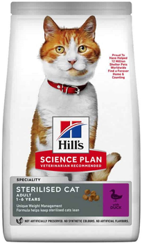 Сухой корм для взрослых стерилизованных кошек Hill's Science Plan Adult Sterilised Cat Duck с уткой