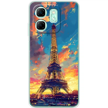 Силиконовый Чехол с Картинкой для Infinix Smart 9 Принт (Париж, Эйфелева Башня) (63969-ysm038)