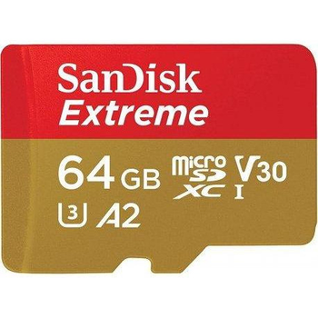 Карта памяти SanDisk 64 GB microSDXC UHS-I Extreme A2 + SD adapter (SDSQXAH-064G-GN6AA)