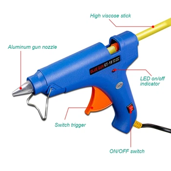Пістолет клейовий GLUE GAN GT-10 100Вт з вимикачем, з стрижнями 10шт