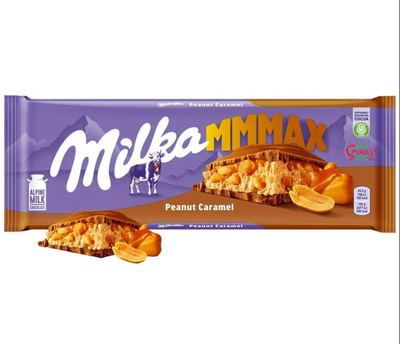 Шоколад молочний Milka MAX Peanut Caramel з карамеллю та арахісом вага 300 г