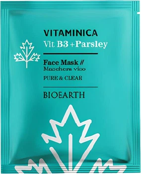 Тканевая маска для лица очищающая и успокаивающая Bioearth Vitaminica Vitb3 + Parsley 15 мл (8029182014508)