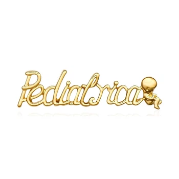 Значок (пин) BROCHE брошь бижутерия Медицина Pediatrica золотистый BRGV114616