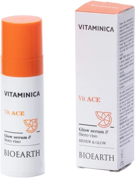 Сыворотка антиоксидантная Bioearth Vitaminica Vit A.C.E. Glow serum для всех типов кожи лица 30 мл (8029182013587)