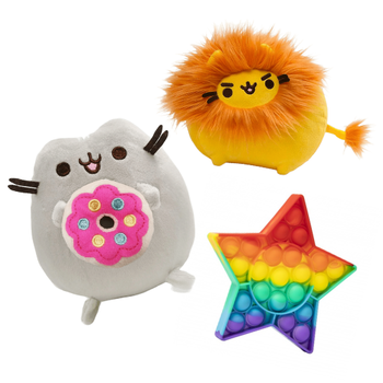Мягкая игрушка Pusheen cat Кот с пончиком 12х15 см Пушин кэт Лев 10х7 см и Pop It Звезда n-12419
