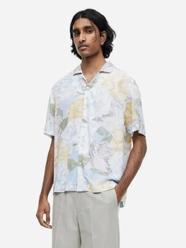 Сорочка літня чоловіча H&M 060656677_flowers S Світло-блакитна (6666000333858)