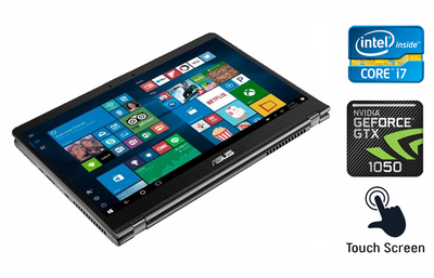 Ноутбук-трансформер Asus Q535U / 15.6" (3840x2160) IPS Touch / Intel Core i7-8550U (4 (8) ядра по 1.8 - 4.0 GHz) / 16 GB DDR4 / 256 GB SSD + 2000 GB HDD / nVidia Geforce GTX 1050, 4 GB GDDR5, 128-bit / WebCam / HDMI / Windows 10 б/в