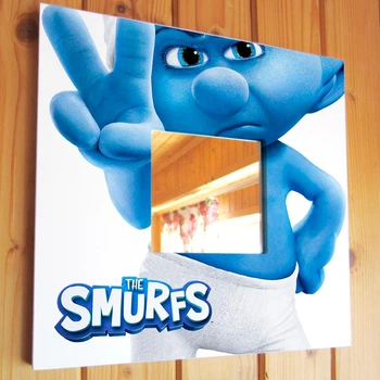 Декоративное зеркало "Мульфильм Смурфики. The Smurfs" украшение интерьера в детскую комнату, спальню, стильный подарок