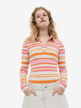 Боди-лонгслив женские H&M 061124114 XS Кремовый/Полосы (6666000334206)