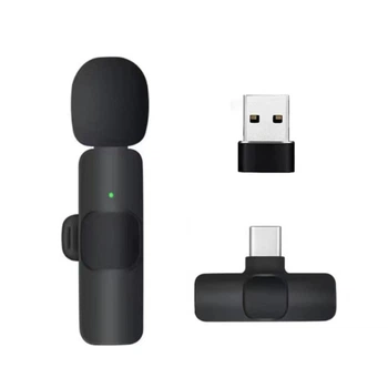 Микрофон беспроводной петличный для Android (Type-C) + USB Adapter (K1/K9) черный LY00012