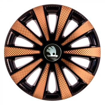 Автомобільні ковпаки STAR Карат Super Black Gold R15 4 шт. (з логотипом Skoda)