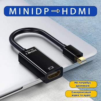 Перехідник конвертер Mini DisplayPort (Thunderbolt) to HDMI Black