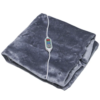Плед шаль ковдру з підігрівом Lesko 100*65 Gray usb від повербанку