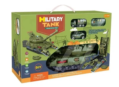 Танк гараж Military Tank со звуком и подсветкой Зеленый – игрушки