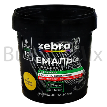 Емаль акрилова для дерева, металу та бетону ZEBRA 0,7 кг RAL 1021 55 яскраво-жовта