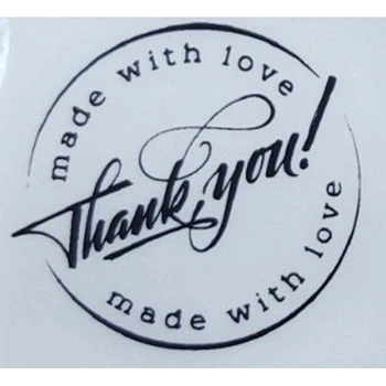 Етикетка прозора кругла "Made with love". Упаковка 50 шт., діаметр 50мм Упаковочка # 3954