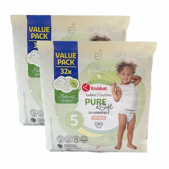 Дитячі підгузники Kruidvat Pure & Soft 5 (10-16 кг) 64 шт