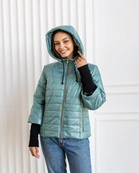 Fashions • Куртка женская с довязом на рукавах "Dream" Fashions 58 темная мята (№3508-мк)