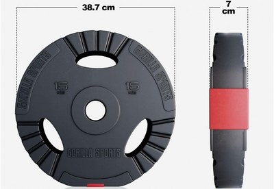 Obciążenie Gorilla Sports Olympia bitumiczne 15 kg (4250663114590)