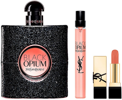 Zestaw dla kobiet Yves Saint Laurent Black Opium Woda perfumowana 90 ml + Miniaturka Woda perfumowana 10 ml + Szminka do ust (3614274285147)