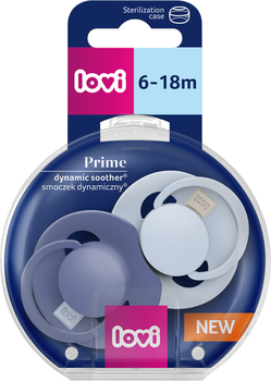 Пустушка силіконова динамічна Lovi Prime 6-18 місяців 2 шт Baby Blue/Blue (34/418)