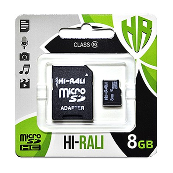 Карта памяти MicroSDHC 8GB Class 10 Hi-Rali + SD-adapter (HI-8GBSDCL10-01)