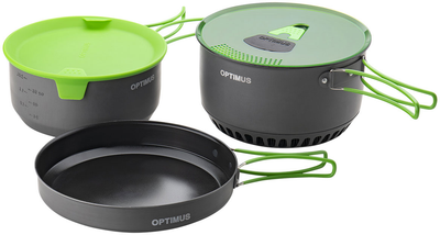 Zestaw naczyń Optimus Terra Camp 4 Pot Set 6 części Czarny-limonkowy (8020677)