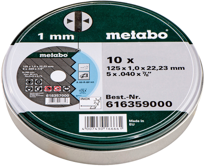 Відрізний диск Metabo Promotion 125x1.0x22.2 мм Inox TF 41 10 шт. (616359000)