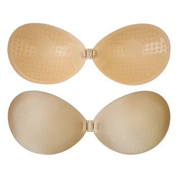 Невидимий бюстгальтер Fly Bra Invisible без шлейок з відкритою спиною округлої форми бежевий розмір 80В R9246 В