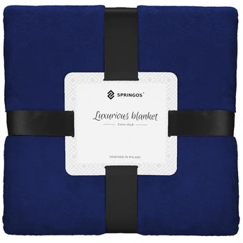 Плед-покрывало Luxurious Blanket Springos HA7211 темно-синий 200x220 см
