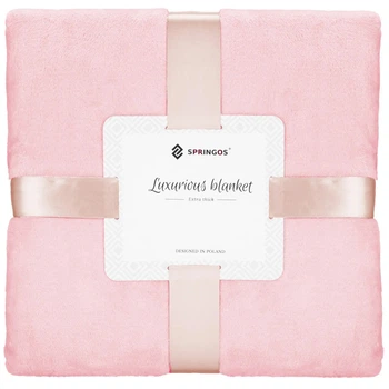 Плед-покрывало Luxurious Blanket Springos HA7210 розовый 200x220 см