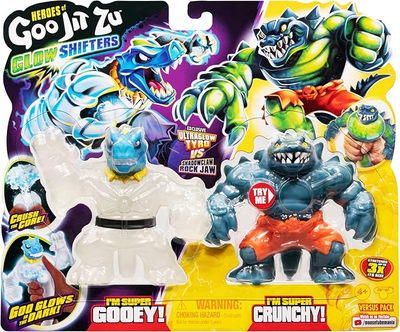 Rozciągliwa figurka GooJitZu Heroes Glow Shifters Tyro vs Rock Jaw GOJ42620 (0630996426203)