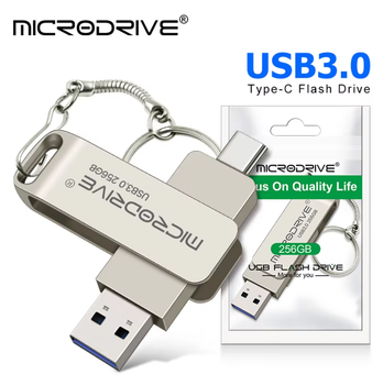 Флешка 2в1 MicroDrive 64 GB Type-C USB 3.0 для телефона и компьютера Silver Top