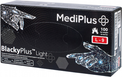 Перчатки нитриловые MediPlus BlackyPlus light размер L-9 Черные 100 шт (6970245754515)