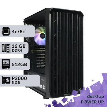 Рабочая станция PowerUp Desktop #442 Core i3 12100F / 16 GB / SSD 512GB / NVIDIA Quadro P2000 5GB для 3D моделирования видеомонтажа рендеринга для инженеров и архитекторов