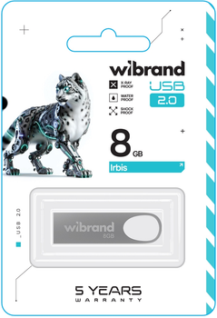 Флеш память USB Wibrand Irbis 8GB USB 2.0 Silver (WI2.0/IR8U3S)