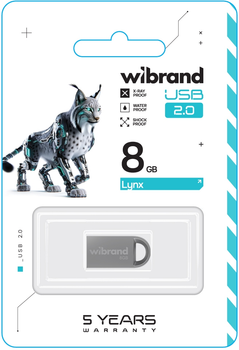 Флеш память USB Wibrand Lynx 8GB USB 2.0 Silver (WI2.0/LY8M2S)