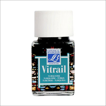 Вітражна фарба на сольвентній основі Lefranc Vitrail, №050 Бірюзовий (Turquoise blue), 50 мл