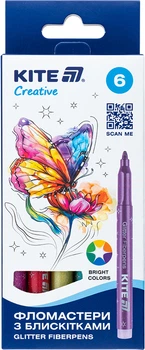 Фломастеры Kite Creative с блестками 6 цветов (K-1147)